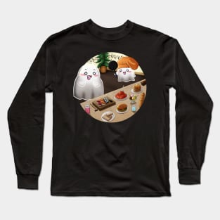 Kawaii Ghosts - A Chef cook a delicious buffet Long Sleeve T-Shirt